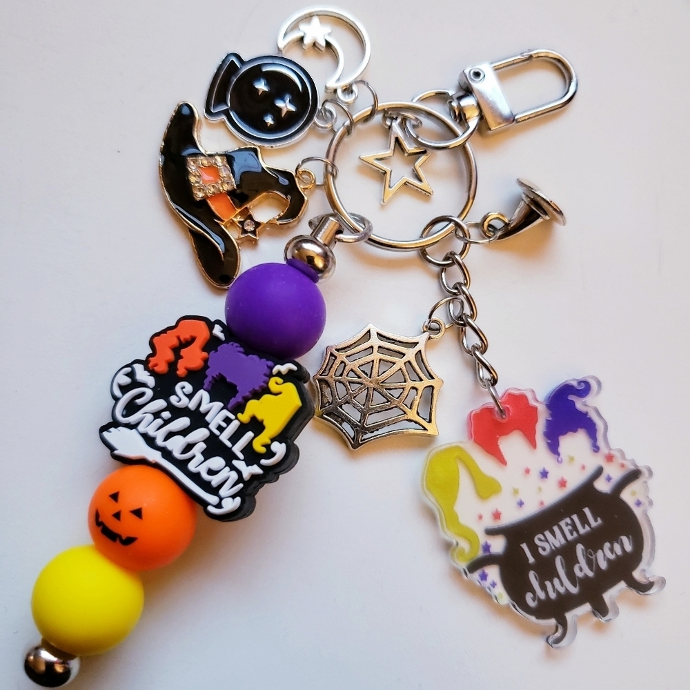 Handmade Halloween Hocus Pocus Silicone Focal Bead Keychain